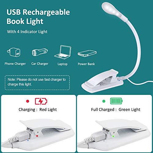 Cocoda Luz Lectura, Lampara Lectura de 360° Flexible con 3 Modos, 7 LED Lampara Pinza Brillo Ajustable con USB Recargable, Sensor Táctil, Luz Nocturna para Leer Libros en la Cama, Kindle