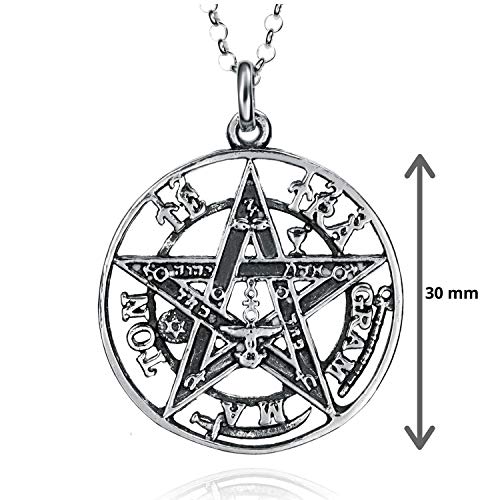 Colgantes Tetragramaton Plata De Ley 925, Amuletos De La Suerte Y De La Protección. Pentagrama Colgante Hombre Y Mujer. Colgante De Plata En Tres Dimensiones 15 - 25 Y 30 mm De Diametro. (30 mm)