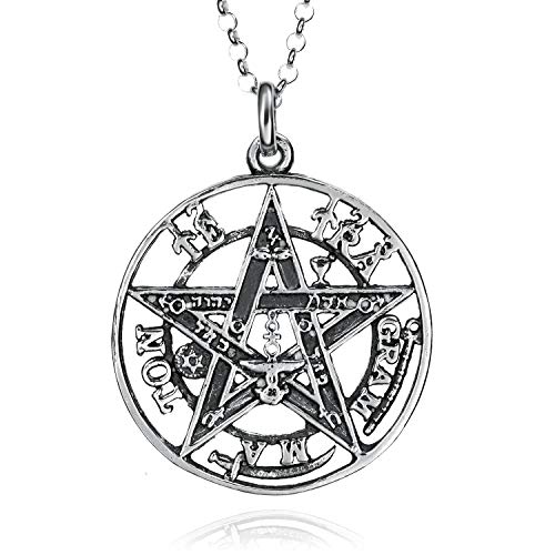 Colgantes Tetragramaton Plata De Ley 925, Amuletos De La Suerte Y De La Protección. Pentagrama Colgante Hombre Y Mujer. Colgante De Plata En Tres Dimensiones 15 - 25 Y 30 mm De Diametro. (30 mm)