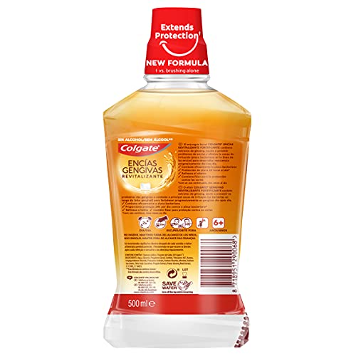 Colgate Encías Revitalizante Fortificante, Enjuague Bucal Con Extracto De Gingseng, Antibacteriano, Pack Uds X 500ml, 3 Unidad