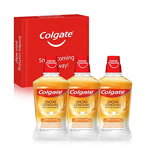 Colgate Encías Revitalizante Fortificante, Enjuague Bucal Con Extracto De Gingseng, Antibacteriano, Pack Uds X 500ml, 3 Unidad