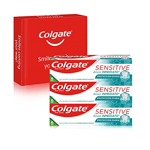 Colgate Sensitive Alivio Inmediato Protección Diaria, Pasta de Dientes, Alivio de la Sensibilidad Dental, Pack 3 Uds x 75ml