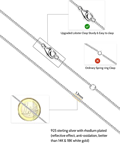 Collar Mujer Cadena Plata 925, OSTAN Cadena Barbada 1.3 mm - largo 40 45 50 55 60 cm