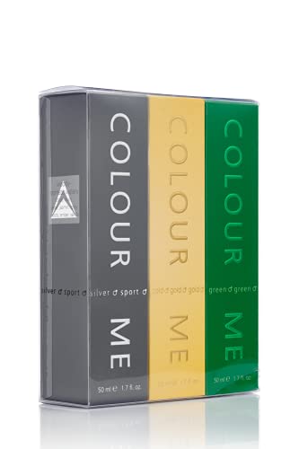 Colour Me Silver Sport/Gold Homme/Green - Fragrance for Men - 50ml Eau de Toilette, by Milton-Lloyd