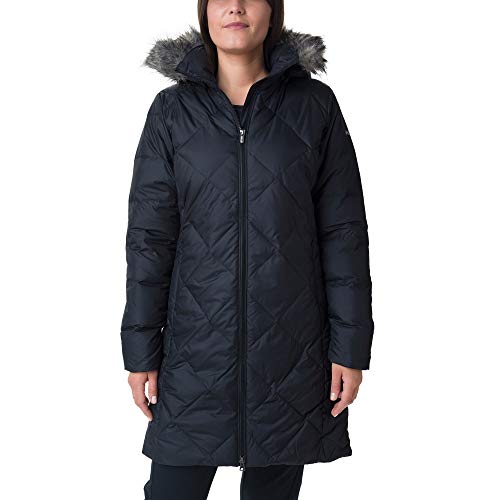 Columbia Icy Heights II, Chaqueta de plumas con capucha de longitud media, Mujer, Negro (Black), Talla L