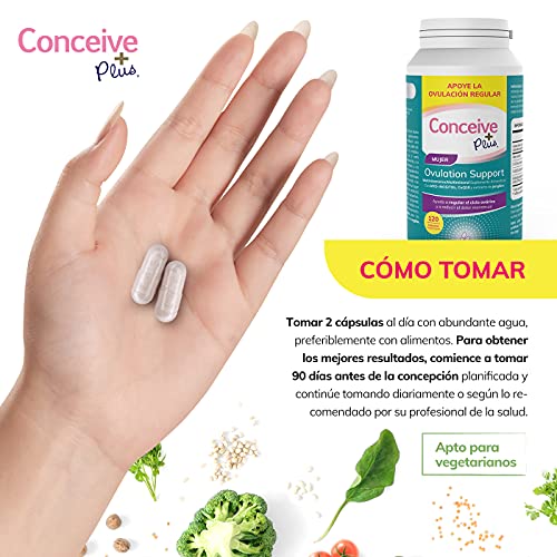 Conceive Plus Soporte de Ovulación, irregularidades hormonales, Myo-inositol, CoQ10, extracto de folato y jengibre, SOP 120 cápsulas