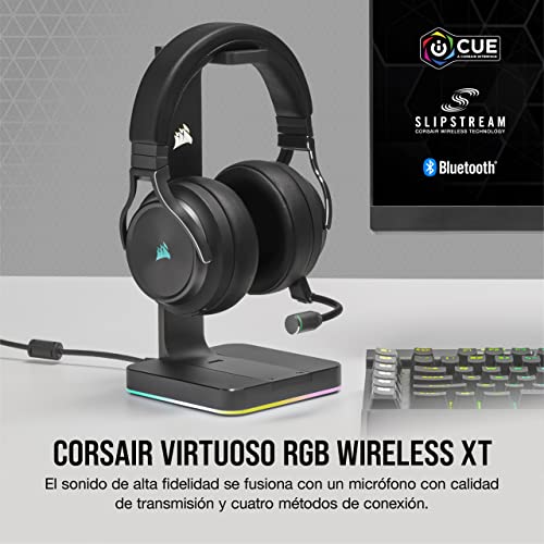 Corsair VIRTUOSO RGB WIRELESS XT Cuffie Auriculares Alta Fidelidad para Juegos con Audio Espacial (Conexiones Inalámbricas Dobles, PC, PS5, Switch, Por Cable Xbox Series X|S Compatibilidad) Pizarra