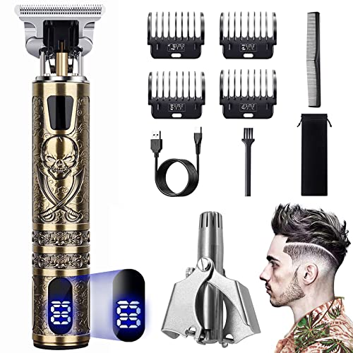 Cortadora de pelo para hombre, maquinilla de afeitar profesional para cortar el pelo, cortadora de pelo eléctrica para barba con pantalla LCD, carga USB para uso doméstico y de peluquero