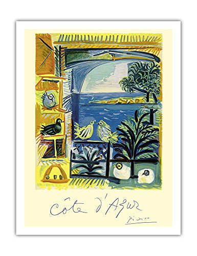 Costa Azul - Palomas de Estudio de Picasso Velázquez - Póster Viajes de Pablo Picasso c.1962 - Impresión de Arte 51 x 66 cm