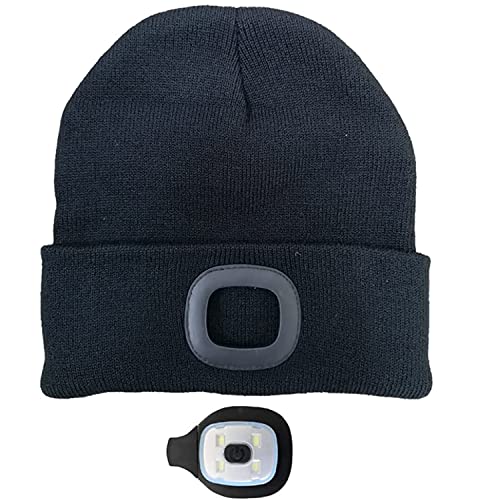 COTOP Gorro Luz LED, Regalos para Hombres y Mujeres, Sombrero de Punto de Invierno, Sombrero de Cabeza Recargable USB para Correr Camping Bicicleta Senderismo