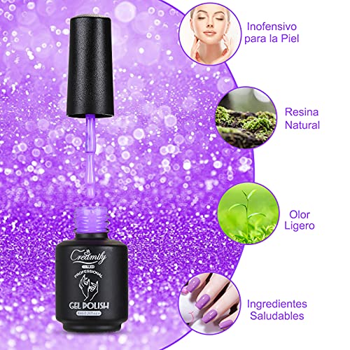 Creamify Esmaltes Semipermanentes de Uñas en Gel UV LED -8 Colores Esmaltes de Uñas en Gel 8pcs Kit de Esmaltes de Uñas 8ml (Serie Purple Magic Wonderland)