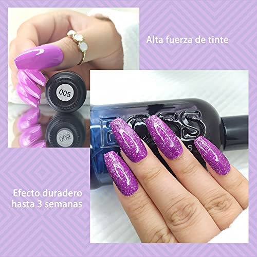 Creamify Esmaltes Semipermanentes de Uñas en Gel UV LED -8 Colores Esmaltes de Uñas en Gel 8pcs Kit de Esmaltes de Uñas 8ml (Serie Purple Magic Wonderland)