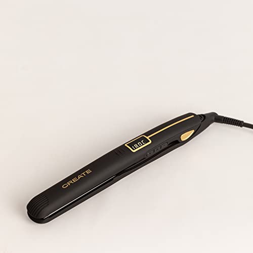 CREATE DREAM LINE - Plancha de Pelo Iónica para todo tipo de cabello, Alisa, Ondula y Riza, Ionizadora, Revestimiento Cerámico, LED, Ligera, Ajustable hasta 230º con Placas Flotantes (Negro)