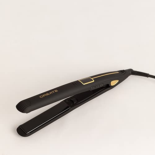 CREATE DREAM LINE - Plancha de Pelo Iónica para todo tipo de cabello, Alisa, Ondula y Riza, Ionizadora, Revestimiento Cerámico, LED, Ligera, Ajustable hasta 230º con Placas Flotantes (Negro)