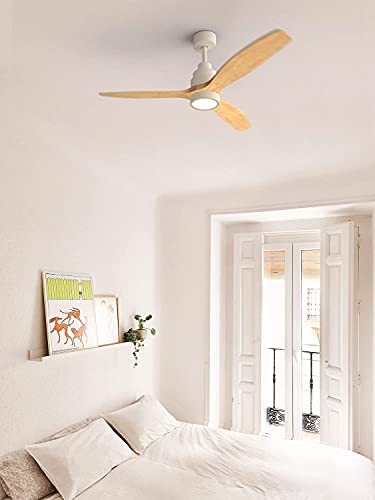 CREATE / WINDSTYLANCE DC / Ventilador techo con luz motor DC blanco aspas madera natural / Silencioso, luz regulable, temporizador