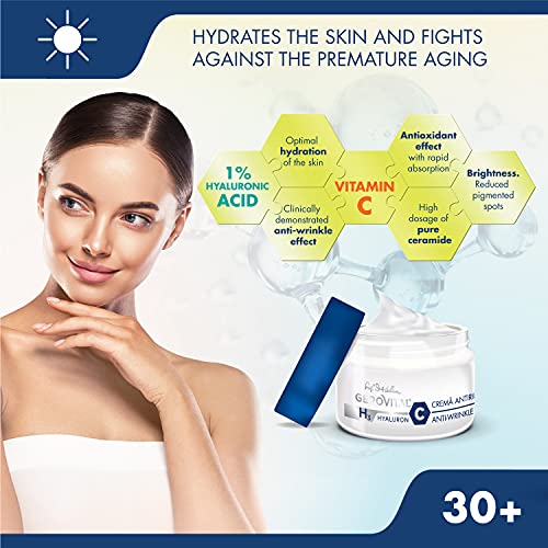 Crema Antiarrugas de Día Rica en Ácido Hialurónico y Vitamina C, con Efecto Hidratante Intenso, Gerovital H3 Hyaluron C