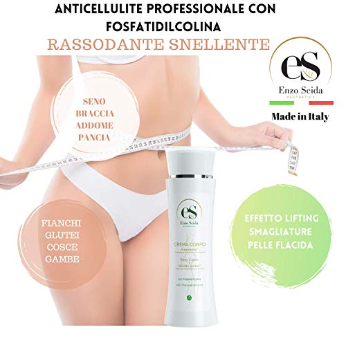 CREMA ANTICELULÍTICA Profesional con FOSFATIDILCOLINA, Cafeína y Algas Rojas, Reafirmante Adelgazante de vientre y caderas, Hidrata y reduce la RETENCIÓN DE AGUA –