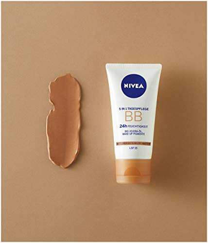 Crema de día 5 en 1 de Nivea, BB 24h, hidratante, de piel media a oscura, 50 ml