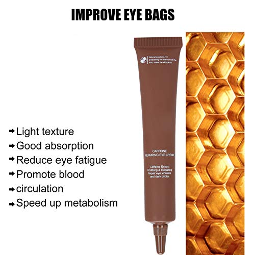 Crema de ojos reparadora de cafeína de 20 g, crema hidratante antiarrugas para ojos que decolora ojeras, reduce visiblemente las bolsas debajo de los ojos, las arrugas y las ojeras