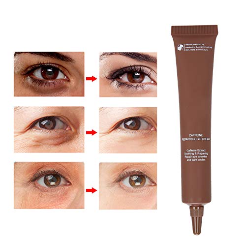 Crema de ojos reparadora de cafeína de 20 g, crema hidratante antiarrugas para ojos que decolora ojeras, reduce visiblemente las bolsas debajo de los ojos, las arrugas y las ojeras