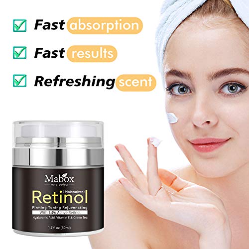 Crema hidratante con retinol para el área de la cara y los ojos 1.7 oz: con retinol, ácido hialurónico, vitamina E y té verde. Crema Hidratante Noche y Día