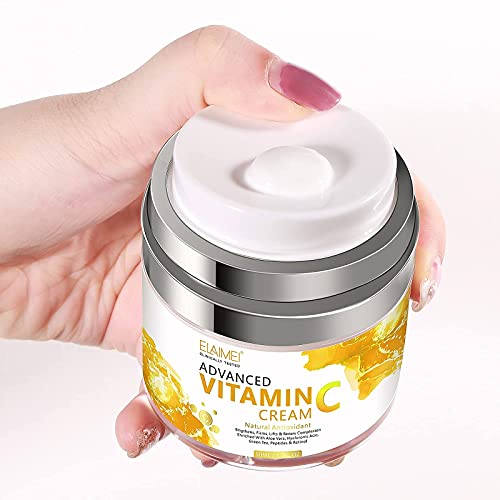 Crema Hidratante Con Vitamina C, Antiarrugas Hidratante Facial Para Piel Grasa, Piel Mixta & Las Ojeras, Acido Hialuronico Y Retinol Crema Antiedad De Noche Dia, Reafirmante Facial Mujer Hombre, 50 Ml