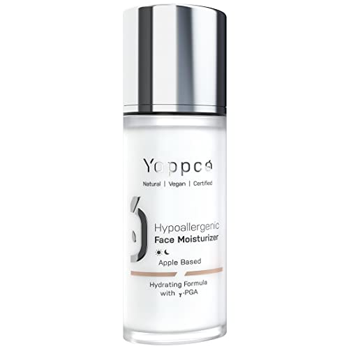 Crema Hidratante Facial Mujer Hipoalergénica Crema Cara para Piel Sensible y Atópica Cosmética 100% Natural a Base de Manzanas y y-PGA | Vegano | Ecocert | Cruelty Free | Yappco | 50 ml