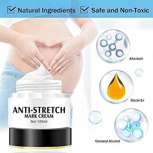 Crema para Estrías, Crema Antiestrias Embarazo, Anti-estrías Posparto Para Diluir Las Estrías, Reparar La Crema Corporal Hidratante Abdominal