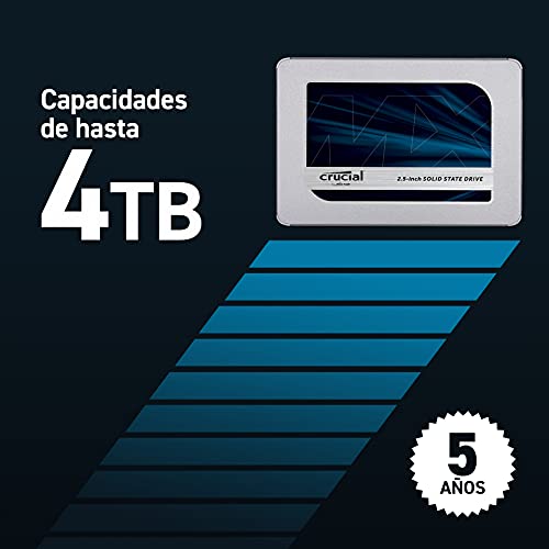 Crucial MX500 250GB CT250MX500SSD1 Unidad interna de estado sólido-hasta 560 MB/s (3D NAND, SATA, 2.5 Pulgadas)