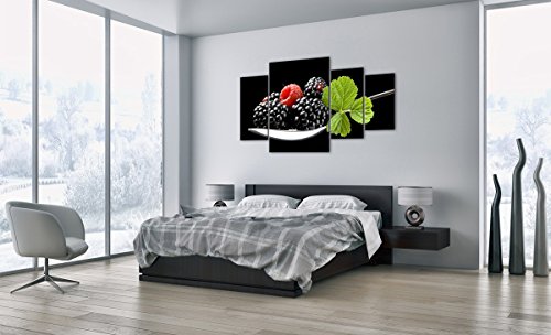 Cuadro sobre vidrio - Impresiones sobre Vidrio - Cuchara frambuesa zarzamora fruta - 160x90cm - Decoracion de Pared - Impresión en Vidrio - Cuadro en vidrio - Cuadro de Cristal - GDL160x90-2202