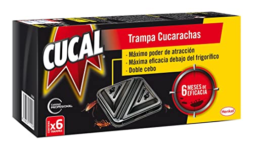 Cucal Insecticida Trampa Cucarachas Doble Cebo (6 unidades), trampas para cucarachas con hasta 6 meses de eficacia, elimina cucarachas por contagio