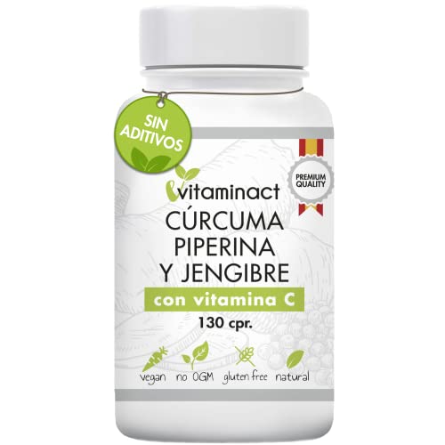 Curcuma Con Jengibre Y Pimienta Negra Vitamina C Altísimo Dosaje Natural De Extracto De Cúrcuma 1280,00Mg - Curcumina 200,00Mg-Piperina 10 Mg - Apoyo natural para las articulaciones y los huesos.