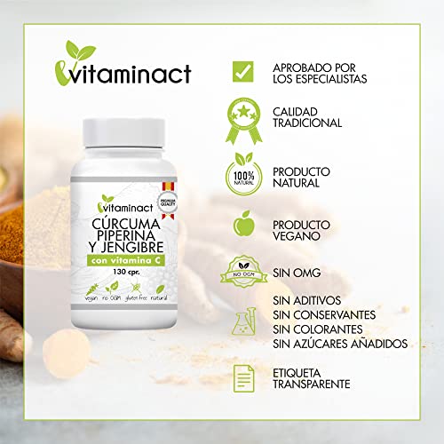 Curcuma Con Jengibre Y Pimienta Negra Vitamina C Altísimo Dosaje Natural De Extracto De Cúrcuma 1280,00Mg - Curcumina 200,00Mg-Piperina 10 Mg - Apoyo natural para las articulaciones y los huesos.