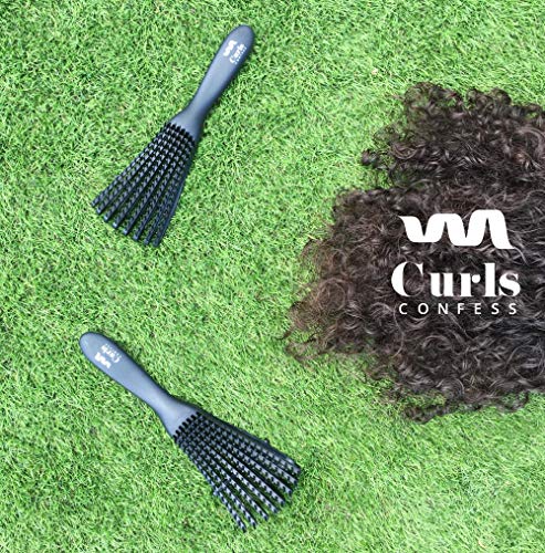 CurlsConfess - Cepillo para desenredar y definir pelo rizado y pelo afro - Peine desenredante antitirones - Desenreda rizos 3a-4c - Ez Curly Detangler para tu cabello rizado - Cepillo D-Tangle - Flex