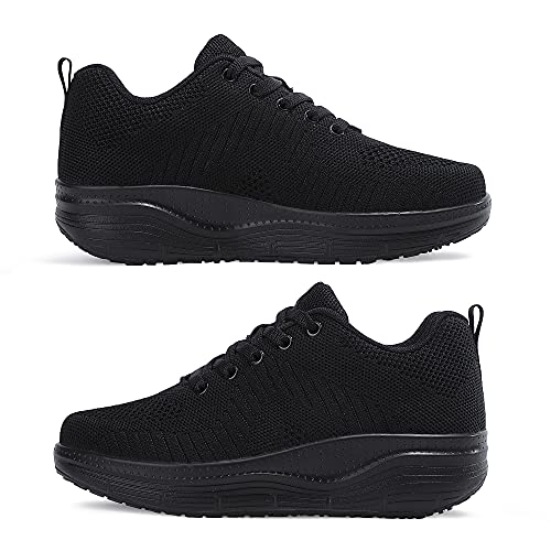 CXWRZB Casual Zapatillas Deportivas con Plataforma y tacón de cuña para Mujeres Negro C 40 EU