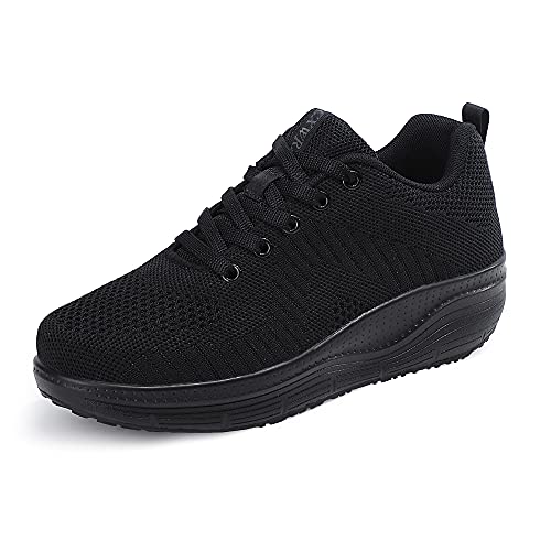 CXWRZB Casual Zapatillas Deportivas con Plataforma y tacón de cuña para Mujeres Negro C 40 EU