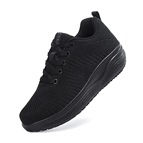 CXWRZB Casual Zapatillas Deportivas con Plataforma y tacón de cuña para Mujeres Negro C 40 EU