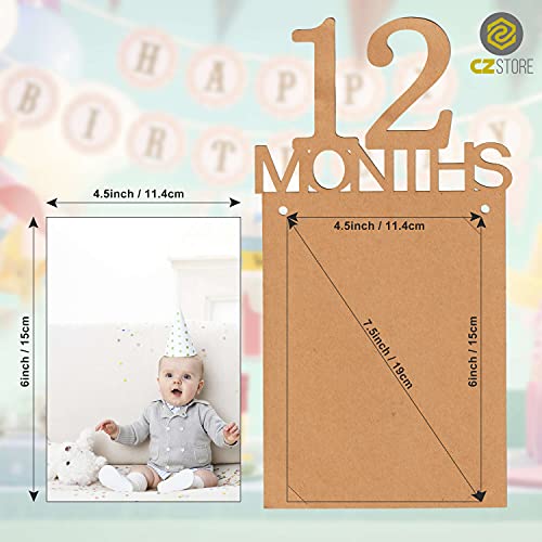 CZ Play®✮ Guirnalda de cumpleaños 1 año | 1 A 12 meses | ✮✮✮ Guirnalda de fotos con mapas de mes por Mes Bebe-Deco Cumpleaños Niña/Niño 1 año de papel kraft (estilo 1)