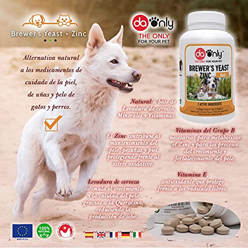 DAONLY Levadura de Cerveza para Perros y Gatos en Comprimidos (Pack de 2). Suplemento Nutricional con vitaminas B para el Pelo, la Piel y Las Uñas de tu Mascota.