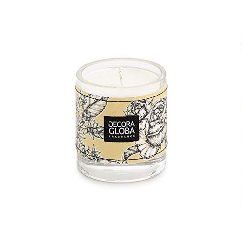 Decoragloba - Vela Aromática en Vaso de Cristal - Fragancia Sombras de Azahar - Aroma a Campos de Naranjos en Flor - 50 Horas de Quemado - Colección Identity Mediterráneo - 220gr