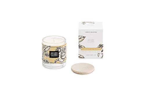 Decoragloba - Vela Aromática en Vaso de Cristal - Fragancia Sombras de Azahar - Aroma a Campos de Naranjos en Flor - 50 Horas de Quemado - Colección Identity Mediterráneo - 220gr