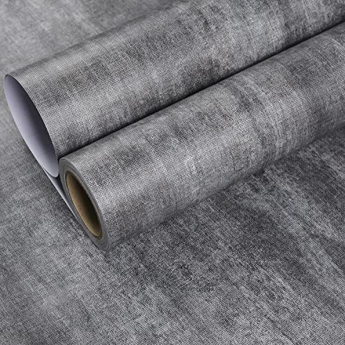 Decorflix Papel pintado adhesivo vinilo decorativo efecto lino o punteado con ligera textura para forrar muebles, cajones, cajas, paredes, manualidades (Gris Oscuro)