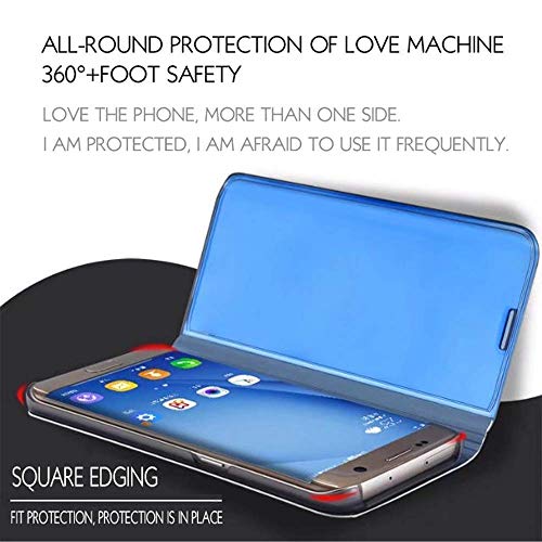 Dedux Funda Samsung Galaxy A20e + [2 Pack] Protector de Pantalla - Modelo Inteligente Fecha/Hora Ver Espejo Brillante tirón del Caso Duro con para el Samsung Galaxy A20e, Azul