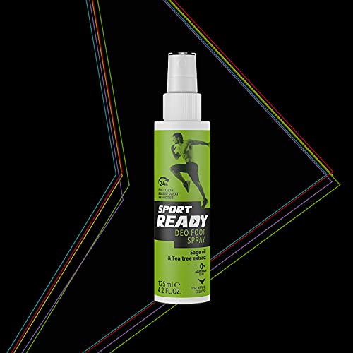 Deo Spray para Pies SPORT READY. Protección 24 horas contra el sudor y el olor, 0% de sales de aluminio, Complejo Herbal Antitranspirante Avanzado con Extracto de Árbol de Té 125 ml