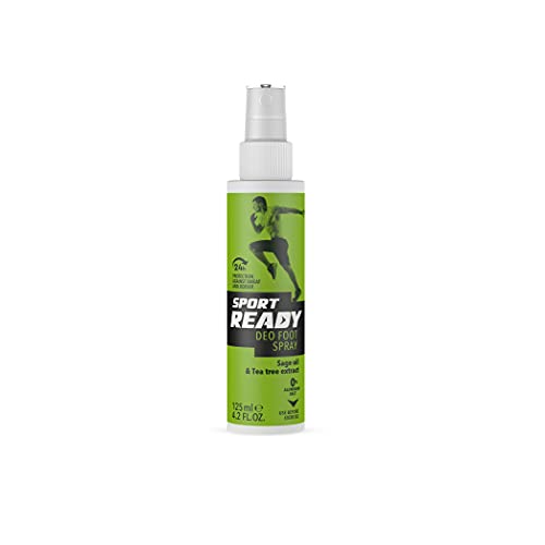 Deo Spray para Pies SPORT READY. Protección 24 horas contra el sudor y el olor, 0% de sales de aluminio, Complejo Herbal Antitranspirante Avanzado con Extracto de Árbol de Té 125 ml