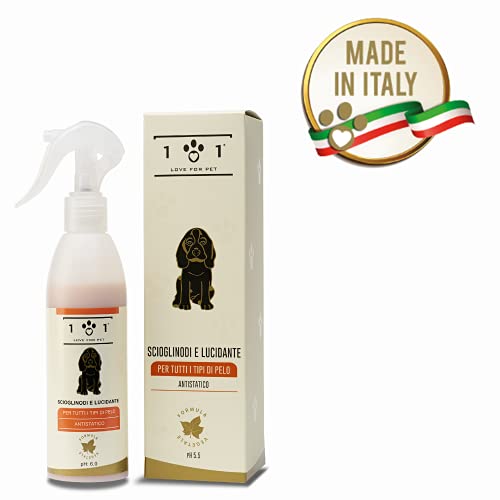 Desenredante y abrillantador Natural para Perros - Acondicionador para desanudar el Pelo, con Ingredientes Vegetales - Ayuda a desenredar los Nudos y abrillantar el Pelo - Linea 101, 250 ml