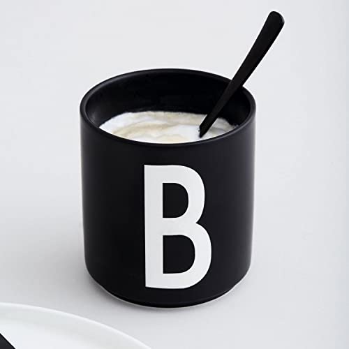 Design Letters Taza de porcelana personal (Negra) - S - Taza decorativa y apilable con muchas funciones, disponible de la A a la Z, los accesorios se venden por separado, 250 ml