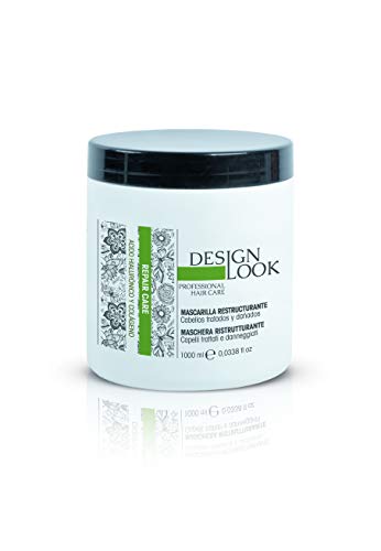 DESIGN LOOK MASCARILLA REESTRUCTURANTE Acido HIALURONICO Y COLAGENO Repair Care 1000ML, Negro, Estandar