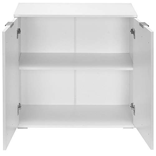 Deuba Cómoda Alba Blanco con 2 Puertas y Estante Ajustable Mueble Organizador para Oficina Dormitorio