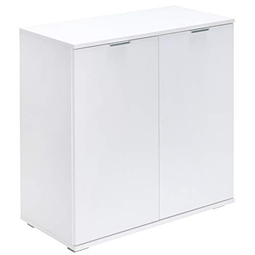 Deuba Cómoda Alba Blanco con 2 Puertas y Estante Ajustable Mueble Organizador para Oficina Dormitorio